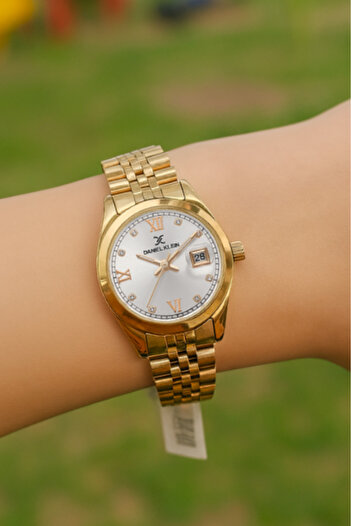 Daniel Klein Women's Rose Gold Roman Numeral, Stone Dial, Calendar Women's Wrist Watch