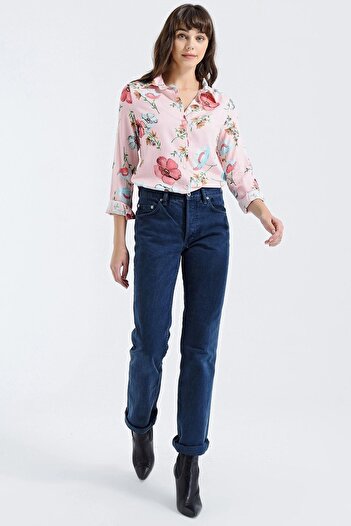 NEW LAVİVA Cămașă cu mânecă lungă, roz, în stil modern, cu modele florale