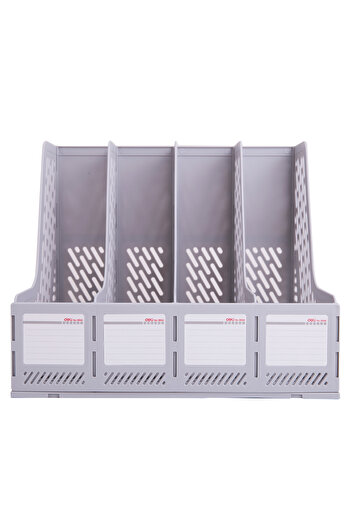 Deli E9846 4 Compartment Magazine Holder, Grey