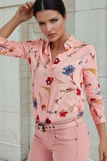 NEW LAVİVA Cămașă cu mânecă lungă cu model floral pudrat, croială clasică