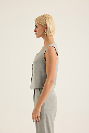 SEVİLEN Square Collar Buttoned Vest