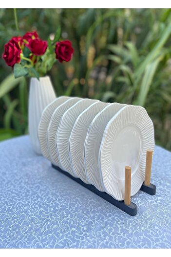 MAMALİZA Set of 6 Wave Form Ceramic Cake/ Breakfast Plate
