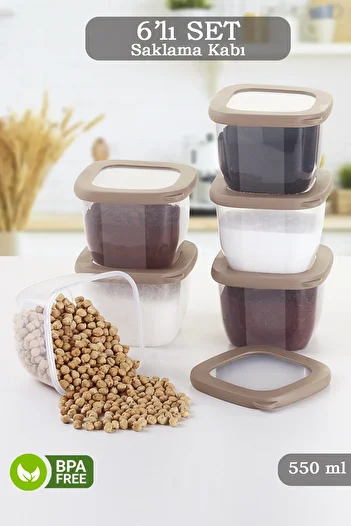 MYBOX 6 Pieces Coral Silicone Lid Square Food Storage Container - Spice Rack Snack Storage Box 6X550 ml