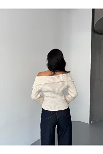 İLKCET MODA Double Zipper Stone Madonna Collar Knitwear Cardigan