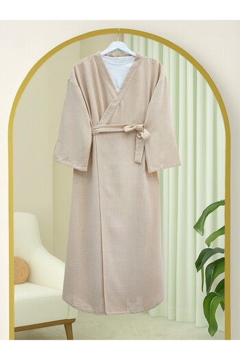 Modamorfo Long Cap with Double Tie Front - Beige