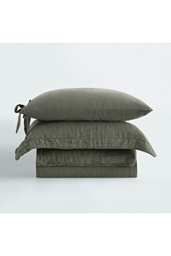 Ecocotton Serra King Size Duvet Cover Set 100% Organic Cotton Woven Green 240X220 cm