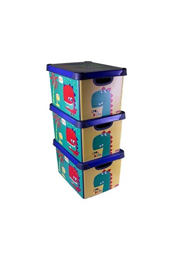 QUTU Style Box Dude Decorative Toy Box Set - 3x 20 Liters