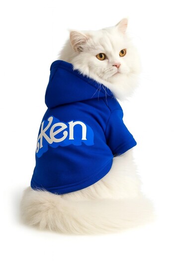 Buddy Store Kedi & Köpek Kıyafeti Elbisesi Giysileri Hoodie - Ken Baskılı Saks Mavisi Sweatshirt - Xl Beden