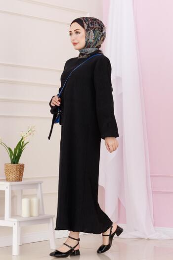 Sevitli Μαύρο φόρεμα με ζώνη μέσης Luna Hijab
