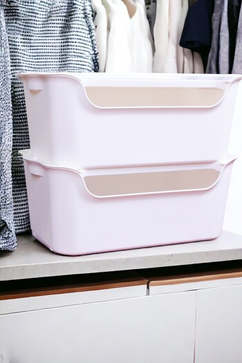 QUTU White Set of 2 - 15L Qatli Organizing Box