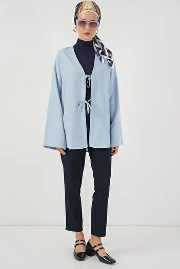 Bigdart Lněné kimono s hidžábem 5968 - modré