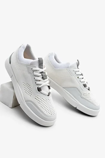 Marjin Women's Sneaker Knitted Knitwear Running and Walking Sports Shoes Norge White