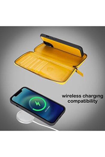 Bouletta Apple iPhone 14 Uyumlu Deri Zip Kılıf F10
