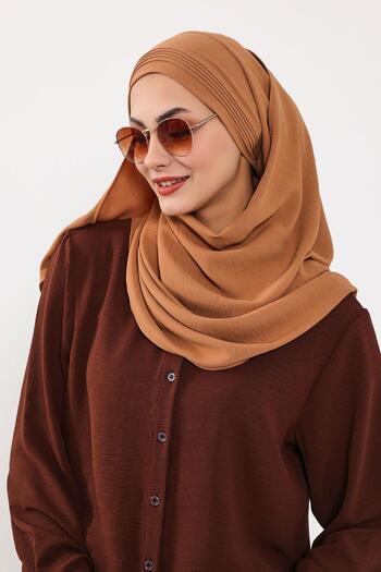 Aisha's Design Pleated Design Aerobin Shawl,Cps-90,Camel