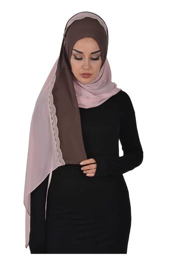 Ayşe Tasarım Practical Chiffon Shawl,Ps-23,Brown - Powder