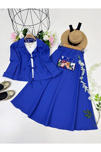 YEDİLALE Merve Skirt Jacket Double Set [Crinkle Fabric]
