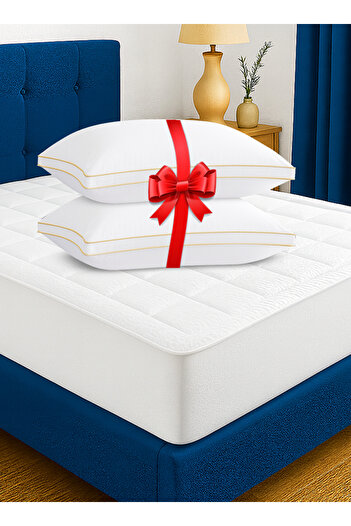 Medical Sleep Luxurious Package Two Layers Mattress Topper 14 cm 100% Cotton + 2 Bed Pillows 75x50 cm