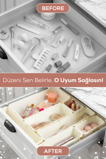 Vienev 4'lü Set Ayarlanabilir Çekmece Içi Düzenleyici Kutu – Uzayıp Kısalabilen Organizer Seti (2A2B)