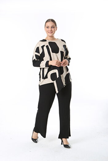 THE CABIN Women's Plus Size Asymmetrical Cut Patterned Bottom Top Suit