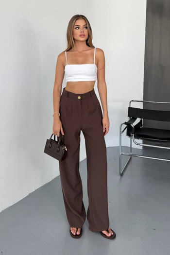 Feela Moda Women's Modal Cupra Woven Pleated Palazzo Pants 2022