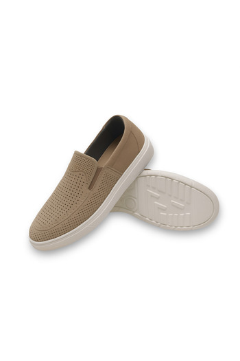 Growish Gr0348 Genuine Nubuck Leather Lightweight Poly Sole Sand Color Perforated Men's Casual Shoes