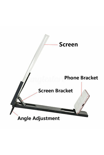 Generic 3D Video Large Screen Magnifier Mobile Phone Screen Video Amplifier Black