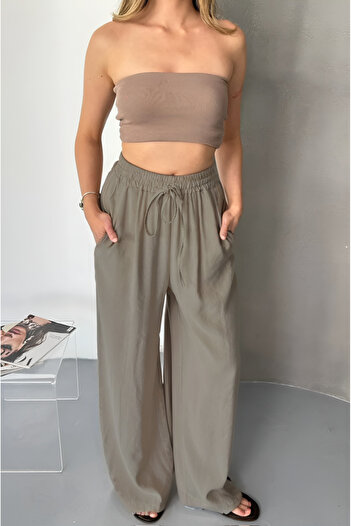 Feela Moda Women's Modal Woven Elastic Waist Palazzo Pants 2016