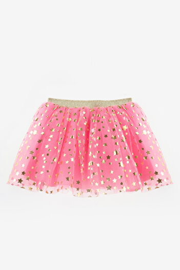 Le Mabelle Pink Star Printed Girl's Tulle Skirt - Pauline