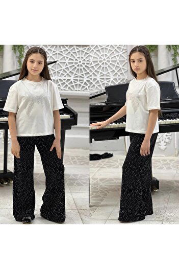 Amur Girl's Stylish Tracksuit Set & Bottom Top Set with Stone Data