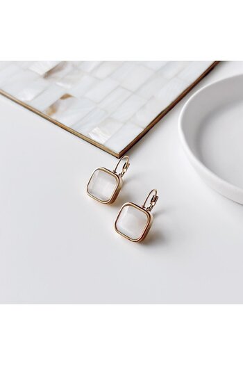 Vesce Atelier Gray Stone Steel Earrings