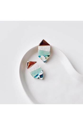 Vesce Atelier Marmol Mint Steel Earrings