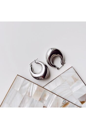 Vesce Atelier V Bombe Gray Steel Earrings