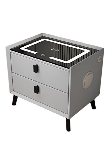 Unbranded/Generic Smart bedside table with LED lighting, wireless and USB charging, Bluetooth speaker, 3 drawers