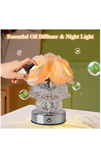 COOYA Rose Table Lamp,Dimmable,Rechargeable Cordless ,Sturdy,Romantic ,for Bedroom