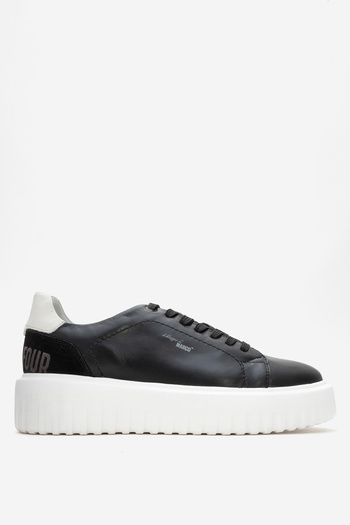 MARCOMEN Men's Thick Sole Lace-Up Casual Shoes Real Leather Mc 21185 Black