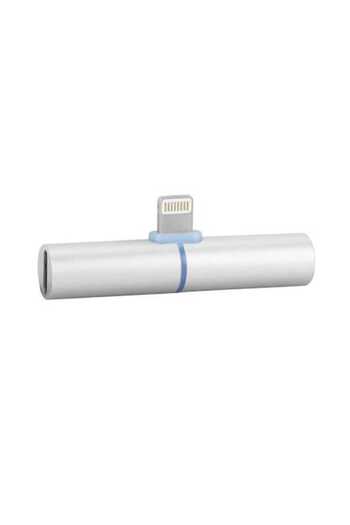 Bibilel Adaptor 2 în 1 iPhone, iPad, mufă de 3,5 mm, Lightning, cască și încărcător, splitter, argintiu