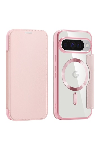 SKYDDAR INNOVATION Case for Google Pixel 10 / 10 Pro, SmartMag Book, Magsafe, RFiD, Card Holder, sticker set, Pink