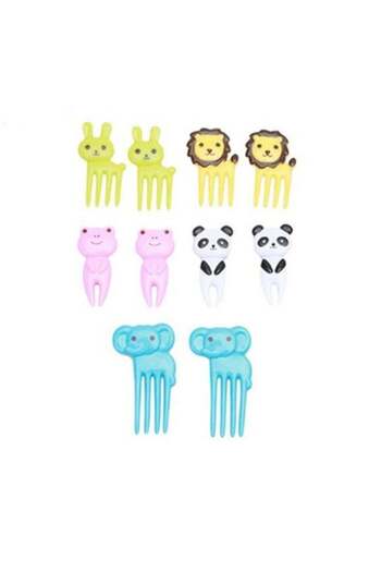 Generic 10-Piece Mini Cartoon Animal Fruit Forks Set