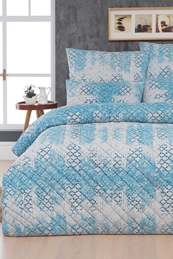 Mislina Home Mykonos Single Quilted Filled Pique 4 Seasons Baklava Dsn | Pillow Case Gift |   160X230Cm