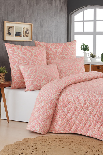 Mislina Home Capri Single Quilted Padded Pique 4 Seasons Baklava Dsn | Pillow Case Gift |   160X230Cm