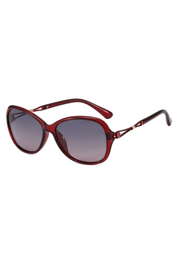 GERICOM Ochelari de soare pentru femei, polarizati, plastic, oval supradimensionat, Rosu