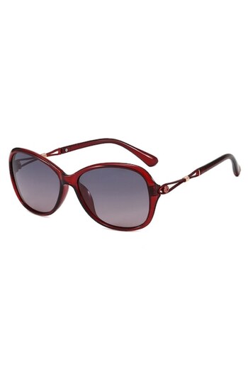 GERICOM Ochelari de soare pentru femei, polarizati, plastic, oval supradimensionat, Rosu