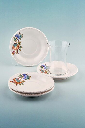 Bursa Porselen Dekor Pearl Series Flower Bouquet 4 Porcelain Tea Plate