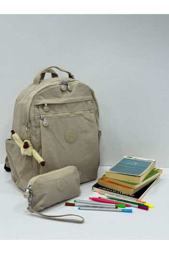 Sanmorris Unisex Water Resistant Crinkle Fabric Backpack with Laptop Compartment and Hanging Pen Holder
