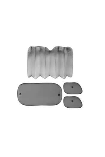 SOHO Set cu 4 parasolare auto cu fixare tip ventuza, material aluminiu si plasa translucida, Negru