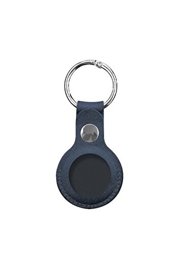 Bibilel Leather Case Compatible with Apple AirTag, Keychain, Navy Blue, ATX-BBL4299