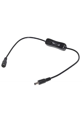 SOHO Connector Cable with Switch for Lighting Sources and Other Devices, DC 2.1x5.5 mm Male Plug and DC 2