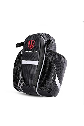 Bibilel Bike Bag with Water Bottle Pockets, Saddle Mount, Reflective Straps, Waterproof, Black Gray