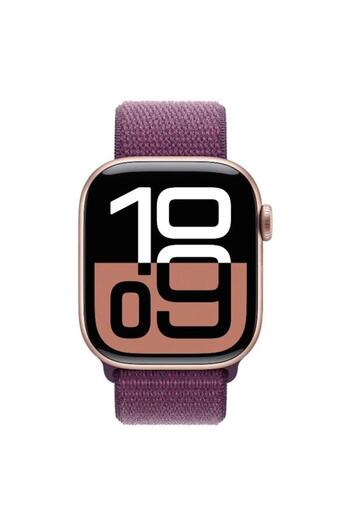 Apple Smartwatch Watch 10 GPS Cellular, Rose Gold Aluminium Case, Plum Sport Loop Strap