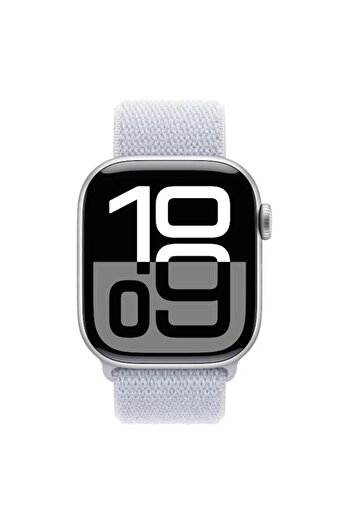 Apple Smartwatch Watch 10 GPS, Silver Aluminium Case, 42mm, 64GB, Blue Cloud Sport Loop